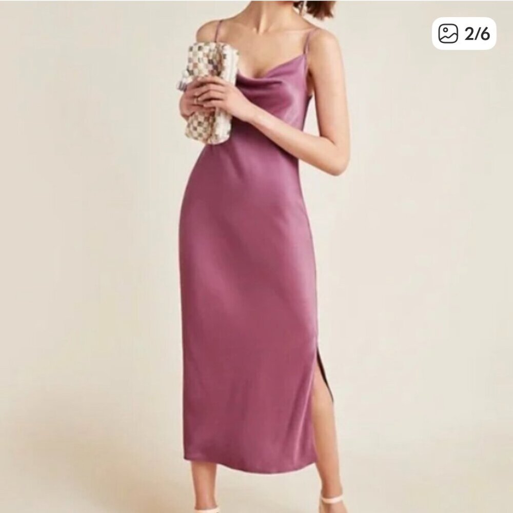 New with tags ANTHROPOLOGIE Elyse Slip Dress- Size XS (fits S)- Mauve/Plum color